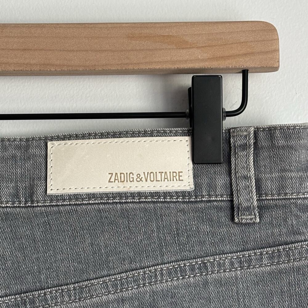 Zadig Voltaire Womens Denim Skirt Medium 38 Gray Raw Hem Mini Boho Festival - Picture 5 of 8